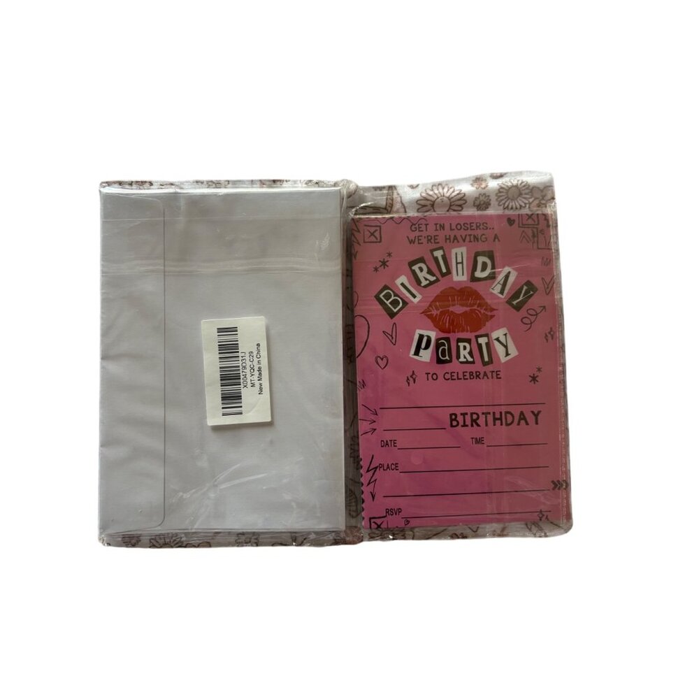 20 Invitations Mean Girls Movie Birthday Party Girls We Wear Pink Lip Print